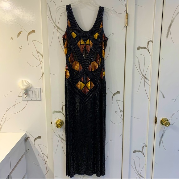 Beaded Evening Gown with Matching Jacket, Medium - Picture 1 of 11